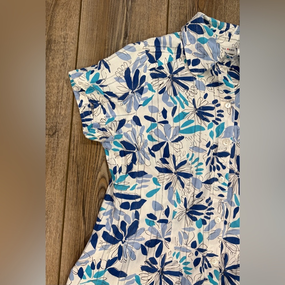 Carroll Reed Vintage Blue Floral Button-Up Shirt – Women’s Size 8 – 100% Cotton - Picture 6 of 10